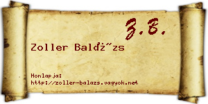 Zoller Balázs névjegykártya